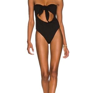 NWOT Lovers + Friends Black Tie-Front  One-Piece